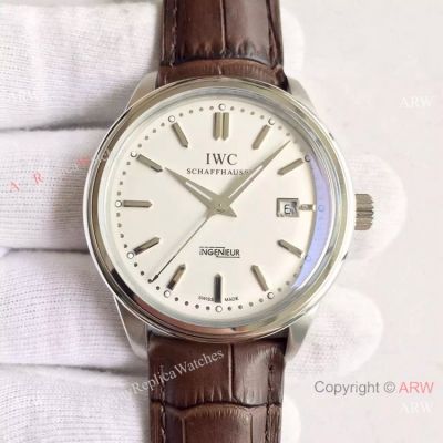 Swiss IWC Schaffhausen Ingenieur Fake Watch SS White Dial Leather